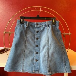 denim button up skirt